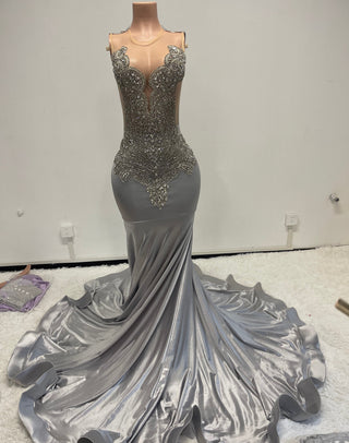 “Jewels” SILVER Gown (READY SHIP)