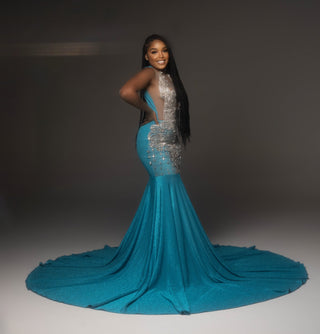 “Onyx” AQUA BLUE Gown (READY TO SHIP)