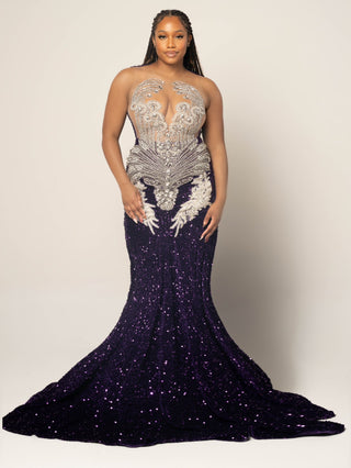 “Angel” DARK PURPLE Gown (READY TO SHIP)